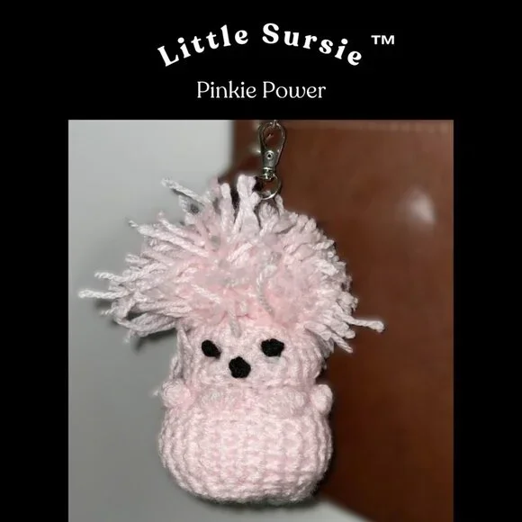 Handmade Crochet Amigurumi Pinkie Power Crocheted Plush Keychain or Purse Charm - Picture 3 of 7